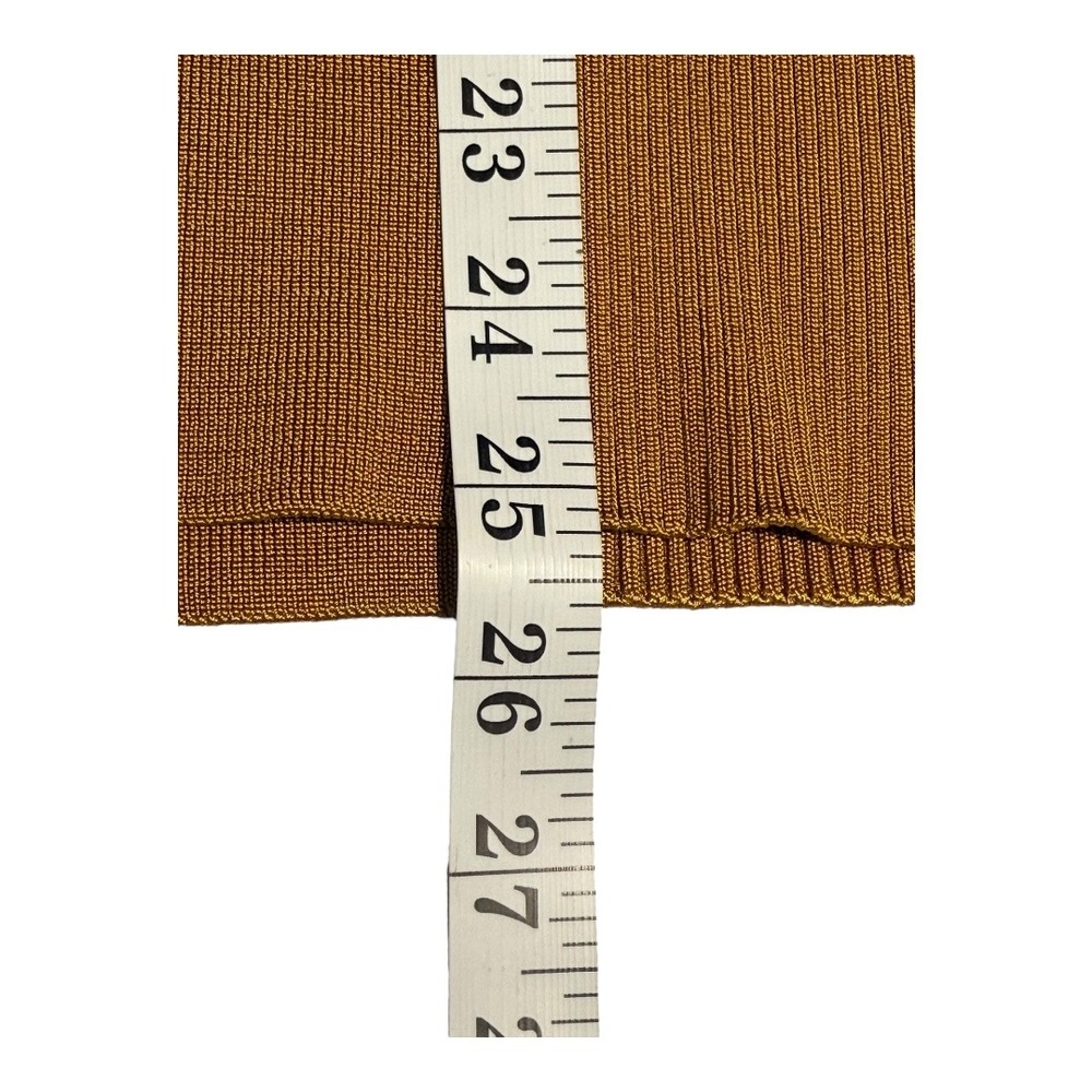 Tahari Crew Neck Knit Sweater Long‎ Sleeve Ribbed Pullover Monarch Gold Medium - Picture 8 of 9